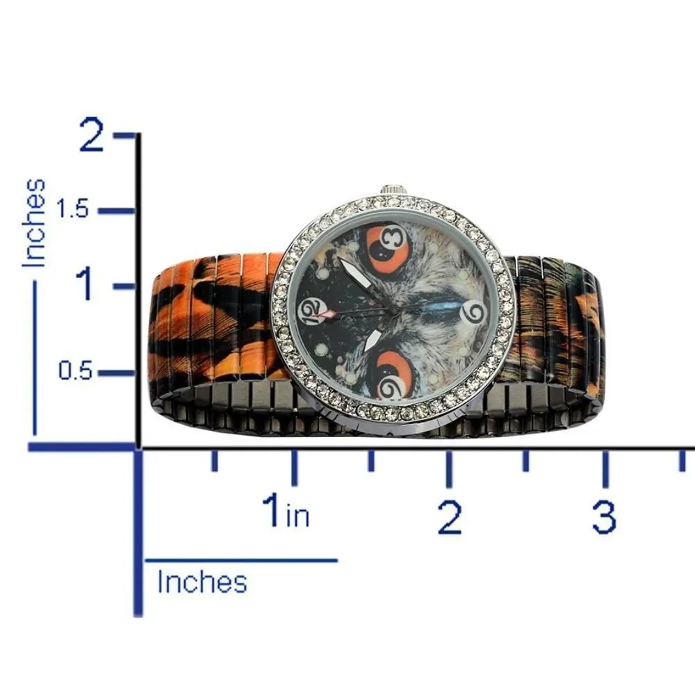 STRADA Animal Print Face Watch Stretchable Band